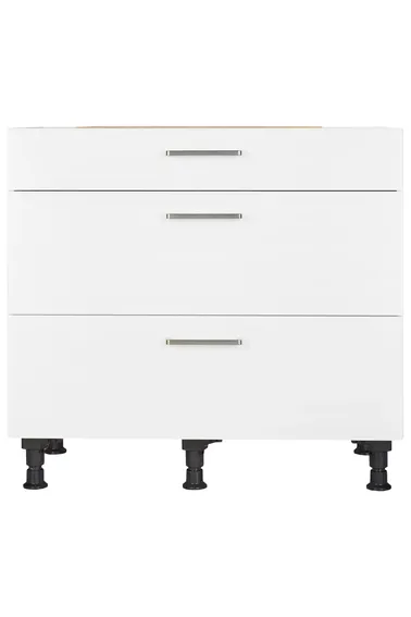 Cuisines Elite Meuble bas casserolier largeur 90 cm, 1 tiroir, 2 coulissants Cuisines Elite Meuble bas casserolier largeur 90 cm, 1 tiroir, 2 coulissants