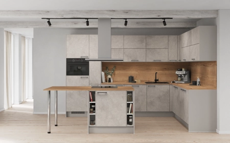 Cuisines Elite Cuisine en îlot 338,2 cm x 248,2 cm électroménagers inclus planning 1 Décor béton gris terre Riva Cuisines Elite Cuisine en îlot 338,2 cm x 248,2 cm électroménagers inclus planning 1 Décor béton gris terre Riva