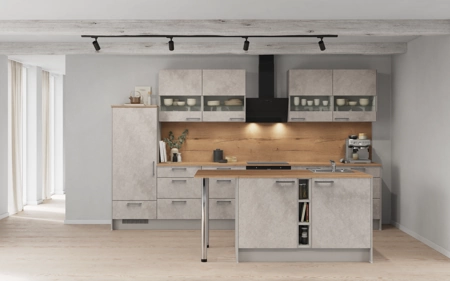 Cuisines Elite Cuisine en îlot 363,4 cm électroménagers inclus planning 1 Décor béton gris terre Riva Cuisines Elite Cuisine en îlot 363,4 cm électroménagers inclus planning 1 Décor béton gris terre Riva
