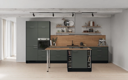 Cuisines Elite Cuisine en îlot 423,4 cm électroménagers inclus planning 1 Vert minéral ultra-mat Easytouch Cuisines Elite Cuisine en îlot 423,4 cm électroménagers inclus planning 1 Vert minéral ultra-mat Easytouch