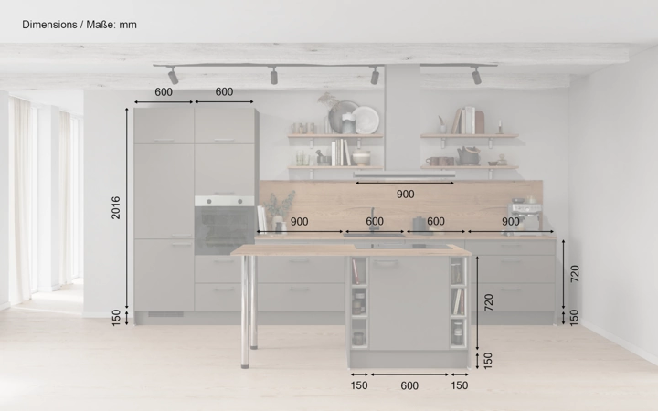 Cuisines Elite Cuisine en îlot 423,4 cm électroménagers inclus planning 1 5