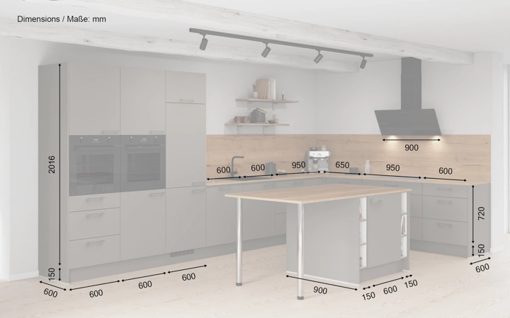 Cuisines Elite Cuisine en îlot 456,6 cm x 276,8 cm électroménagers inclus planning 1 5