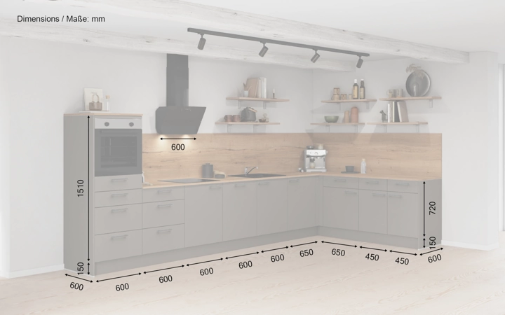 Cuisines Elite Cuisine en L 426,6 cm x 220 cm électroménagers inclus planning 1 5