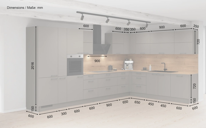Cuisines Elite Cuisine en L 426,6 cm x 276,8 cm électroménagers inclus planning 1 5