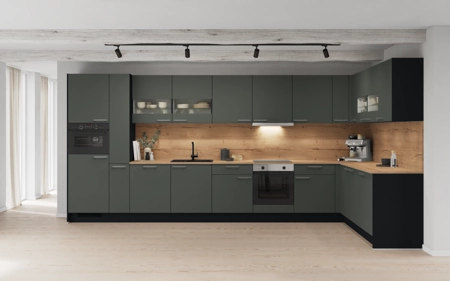 Cuisines Elite Cuisine en L 456,6 cm x 246,8 cm électroménagers inclus planning 1 Vert minéral ultra-mat Easytouch Cuisines Elite Cuisine en L 456,6 cm x 246,8 cm électroménagers inclus planning 1 Vert minéral ultra-mat Easytouch