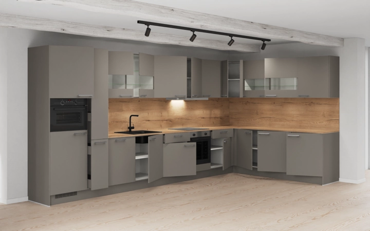 Cuisines Elite Cuisine en L 456,6 cm x 246,8 cm électroménagers inclus planning 1 4