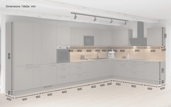 Cuisines Elite Cuisine en L 516,6 cm x 276,8 cm électroménagers inclus planning 1 5