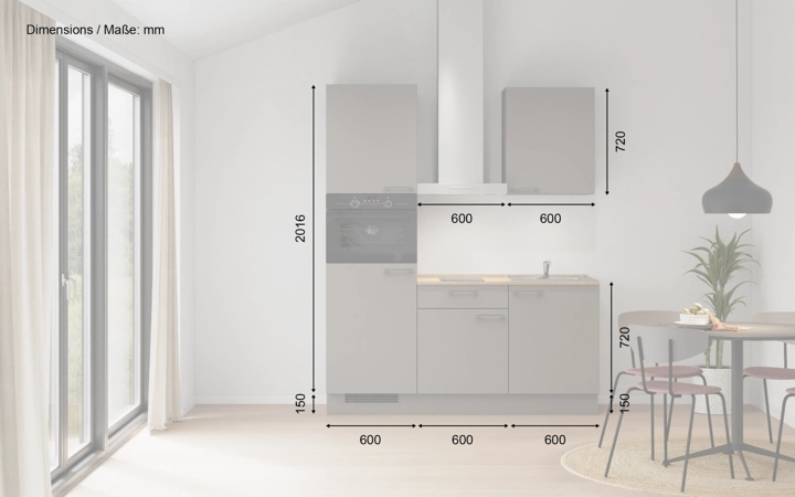 Cuisines Elite Cuisine linéaire 180 cm électroménagers inclus, planning 1 5
