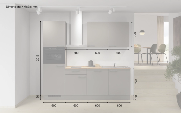 Cuisines Elite Cuisine linéaire 240 cm électroménagers inclus planning 1 5
