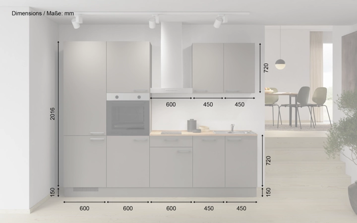 Cuisines Elite Cuisine linéare 270 cm électroménagers inclus planning 1 5