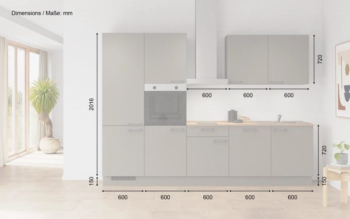 Cuisines Elite Cuisine linéaire 300 cm électroménagers inclus planning 1 5