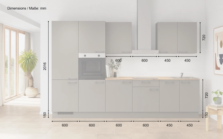 Cuisines Elite Cuisine linéare 330cm électroménagers inclus planning 1 5