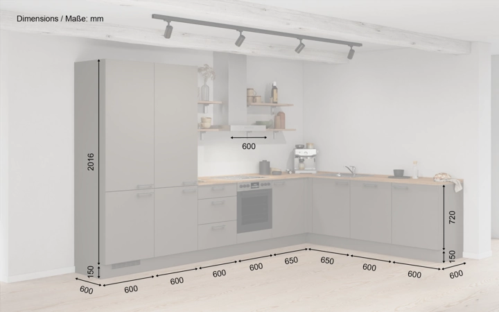 Cuisines Elite Cuisine en L 366,6 cm x 246, 6 cm électroménagers inclus planning 10 5
