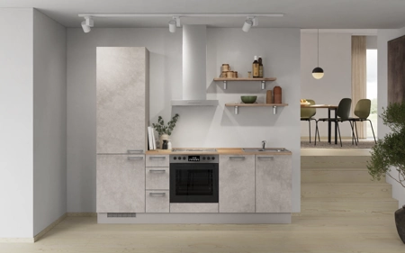 Cuisines Elite Cuisine linéaire 240 cm électroménagers inclus planning 10 Décor béton gris terre Riva Cuisines Elite Cuisine linéaire 240 cm électroménagers inclus planning 10 Décor béton gris terre Riva