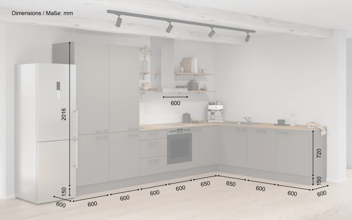 Cuisines Elite Cuisine en L 366,6 cm x 246, 6 cm électroménagers inclus planning 12 5
