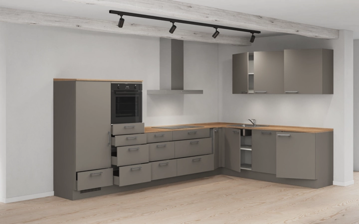 Cuisines Elite Cuisine en L 366,6 cm x 246, 6 cm électroménagers inclus planning 13 4