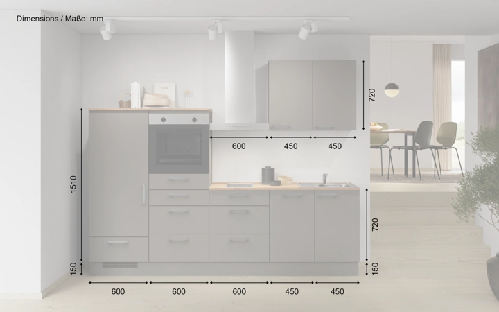 Cuisines Elite Cuisine linéare 270 cm électroménagers inclus planning 13 5