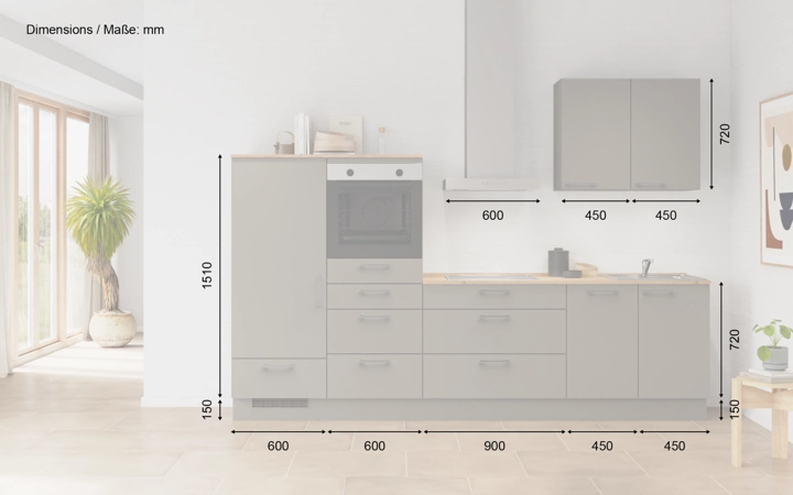 Cuisines Elite Cuisine linéaire 300 cm électroménagers inclus planning 13 5