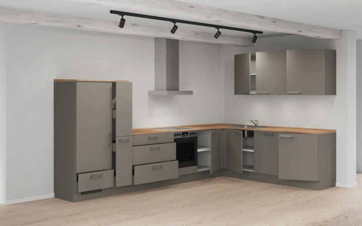 Cuisines Elite Cuisine en L 366,6 cm x 246, 6 cm électroménagers inclus planning 14 4