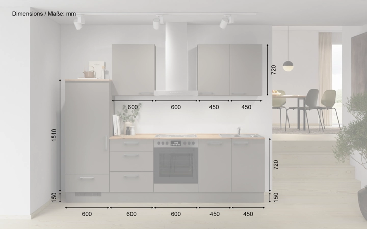 Cuisines Elite Cuisine linéare 270 cm électroménagers inclus planning 14 5