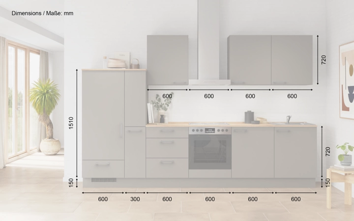 Cuisines Elite Cuisine linéare 330cm électroménagers inclus planning 14 5
