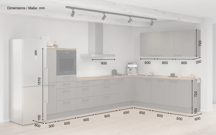 Cuisines Elite Cuisine en L 366,6 cm x 246, 6 cm électroménagers inclus planning 15 5