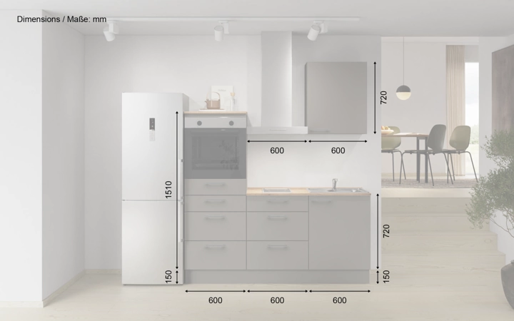 Cuisines Elite Cuisine linéaire 180 cm électroménagers inclus, planning 15 5