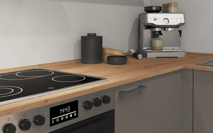 Cuisines Elite Cuisine en L 366,6 cm x 246, 6 cm électroménagers inclus planning 17 3
