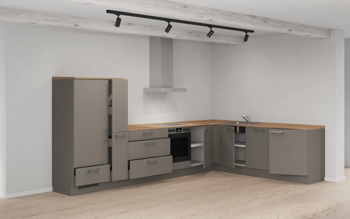 Cuisines Elite Cuisine en L 366,6 cm x 246, 6 cm électroménagers inclus planning 17 4