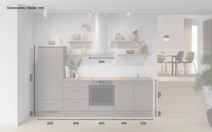 Cuisines Elite Cuisine linéare 270 cm électroménagers inclus planning 17 5