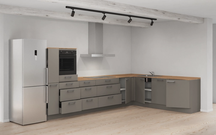 Cuisines Elite Cuisine en L 366,6 cm x 246, 6 cm électroménagers inclus planning 18 4