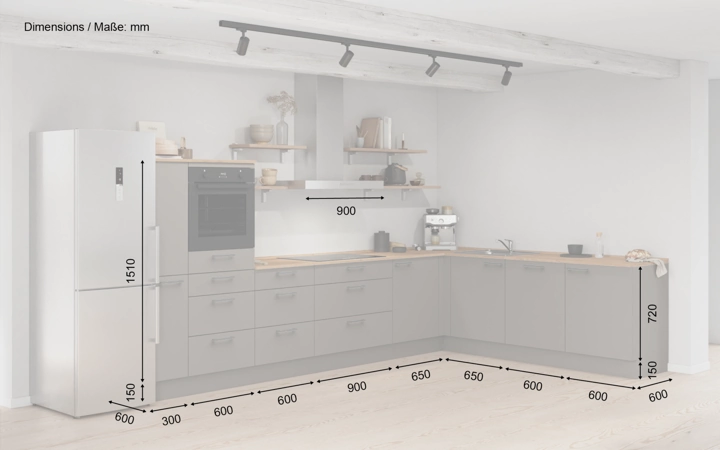 Cuisines Elite Cuisine en L 366,6 cm x 246, 6 cm électroménagers inclus planning 18 5