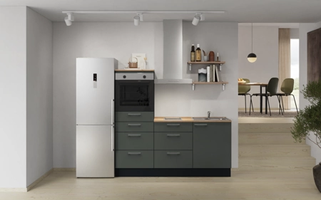 Cuisines Elite Cuisine linéaire 180 cm électroménagers inclus, planning 18 Vert minéral ultra-mat Easytouch Cuisines Elite Cuisine linéaire 180 cm électroménagers inclus, planning 18 Vert minéral ultra-mat Easytouch