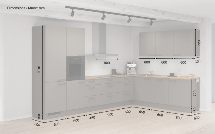 Cuisines Elite Cuisine en L 366,6 cm x 246, 6 cm électroménagers inclus planning 2 5