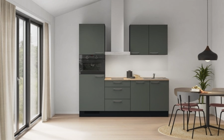 Cuisines Elite Cuisine linéaire 210 cm électroménagers inclus, planning 2 Vert minéral ultra-mat Easytouch Cuisines Elite Cuisine linéaire 210 cm électroménagers inclus, planning 2 Vert minéral ultra-mat Easytouch