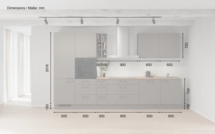 Cuisines Elite Cuisine linéare 360 cm électroménagers inclus planning 2 5