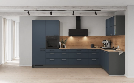 Cuisines Elite Cuisine en L 366,6 cm x 246, 6 cm électroménagers inclus planning 3 Bleu fjord ultra-mat Easytouch Cuisines Elite Cuisine en L 366,6 cm x 246, 6 cm électroménagers inclus planning 3 Bleu fjord ultra-mat Easytouch