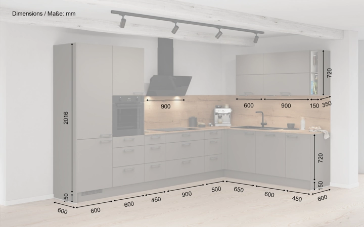 Cuisines Elite Cuisine en L 366,6 cm x 246, 6 cm électroménagers inclus planning 3 5