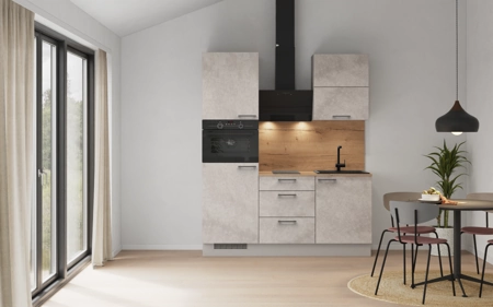 Cuisines Elite Cuisine linéaire 180 cm électroménagers inclus, planning 3 Décor béton gris terre Riva Cuisines Elite Cuisine linéaire 180 cm électroménagers inclus, planning 3 Décor béton gris terre Riva