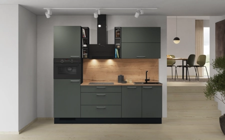 Cuisines Elite Cuisine linéaire 240 cm électroménagers inclus planning 3 Vert minéral ultra-mat Easytouch Cuisines Elite Cuisine linéaire 240 cm électroménagers inclus planning 3 Vert minéral ultra-mat Easytouch