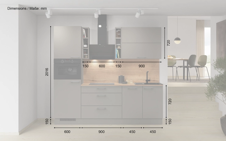 Cuisines Elite Cuisine linéaire 240 cm électroménagers inclus planning 3 5