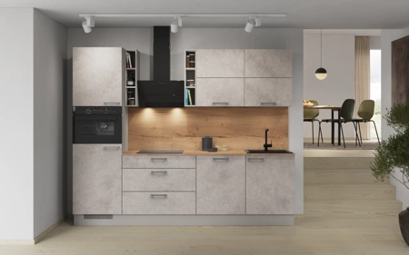 Cuisines Elite Cuisine linéare 270 cm électroménagers inclus planning 3 Décor béton gris terre Riva Cuisines Elite Cuisine linéare 270 cm électroménagers inclus planning 3 Décor béton gris terre Riva