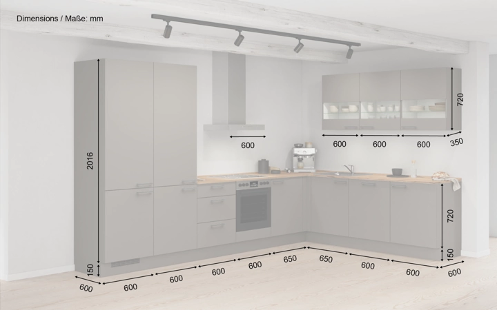 Cuisines Elite Cuisine en L 366,6 cm x 246, 6 cm électroménagers inclus planning 4 5
