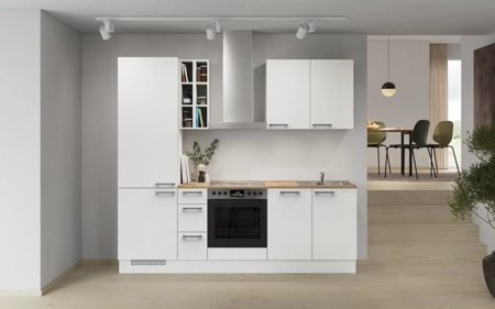 Cuisines Elite Cuisine linéaire 240 cm électroménagers inclus planning 4 Blanc alpin, super mat Touch Cuisines Elite Cuisine linéaire 240 cm électroménagers inclus planning 4 Blanc alpin, super mat Touch
