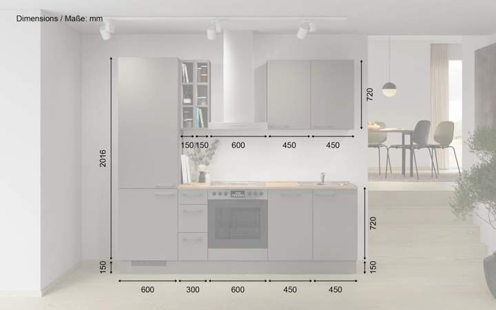 Cuisines Elite Cuisine linéaire 240 cm électroménagers inclus planning 4 5