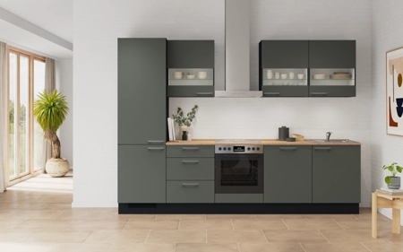 Cuisines Elite Cuisine linéaire 300 cm électroménagers inclus planning 4 Vert minéral ultra-mat Easytouch Cuisines Elite Cuisine linéaire 300 cm électroménagers inclus planning 4 Vert minéral ultra-mat Easytouch