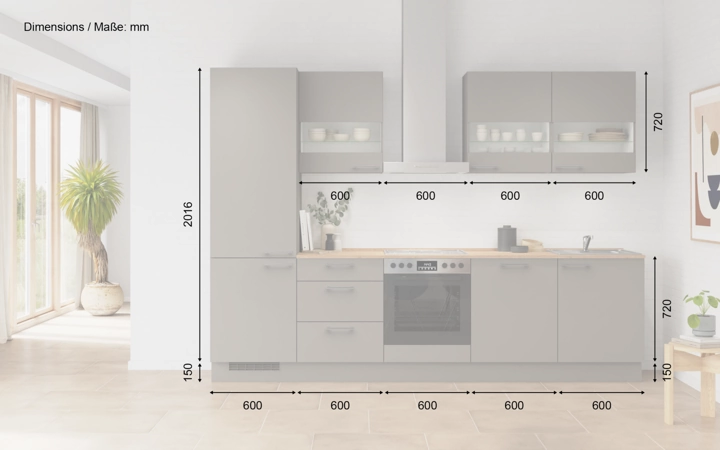 Cuisines Elite Cuisine linéaire 300 cm électroménagers inclus planning 4 5