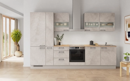 Cuisines Elite Cuisine linéare 330cm électroménagers inclus planning 4 Décor béton gris terre Riva Cuisines Elite Cuisine linéare 330cm électroménagers inclus planning 4 Décor béton gris terre Riva