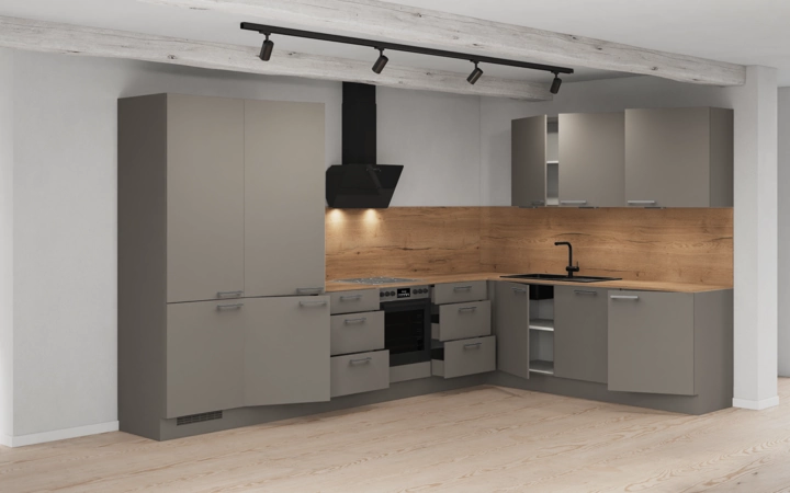 Cuisines Elite Cuisine en L 366,6 cm x 246, 6 cm électroménagers inclus planning 5 4