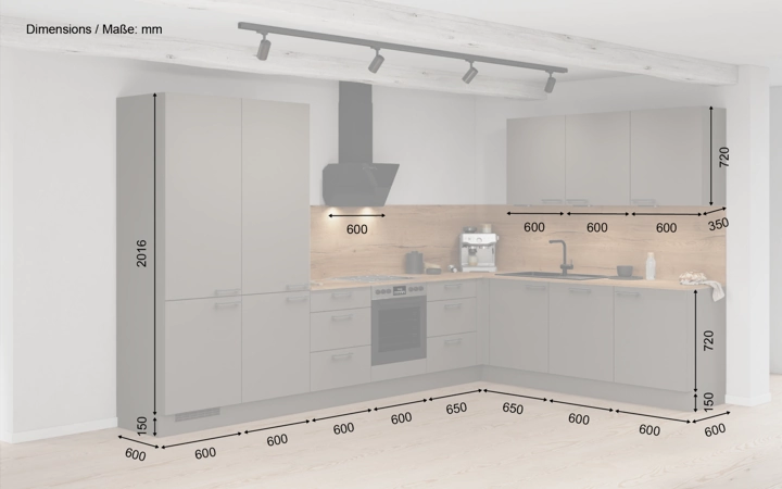 Cuisines Elite Cuisine en L 366,6 cm x 246, 6 cm électroménagers inclus planning 5 5